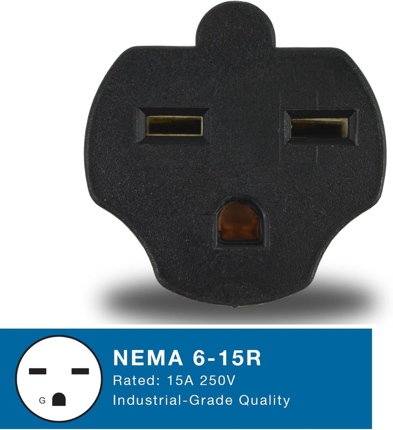 Conntek 30121 NEMA L6-15P to NEMA 6-15R Locking Plug 250-Volt Adapter - Image 3